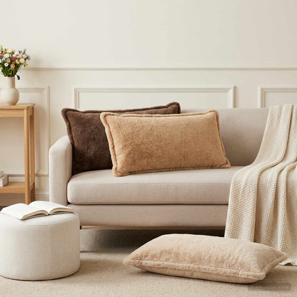 Cushion Cover 6 pcs HOUTEN Taupe 40 x 70 cm Faux Rabbit Fur