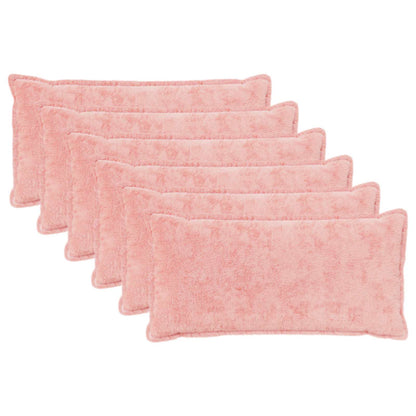 Cushion Cover 6 pcs HOUTEN Pink 40 x 70 cm Faux Rabbit Fur