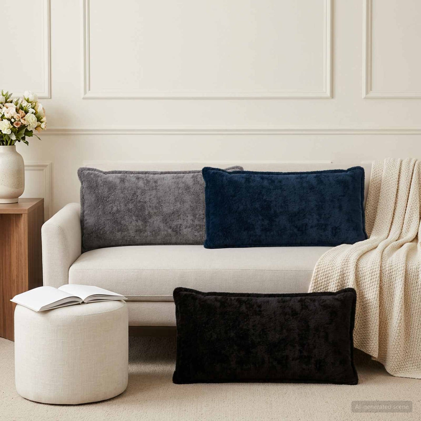 Cushion Cover 12 pcs HOUTEN Dark Grey 40 x 80 cm