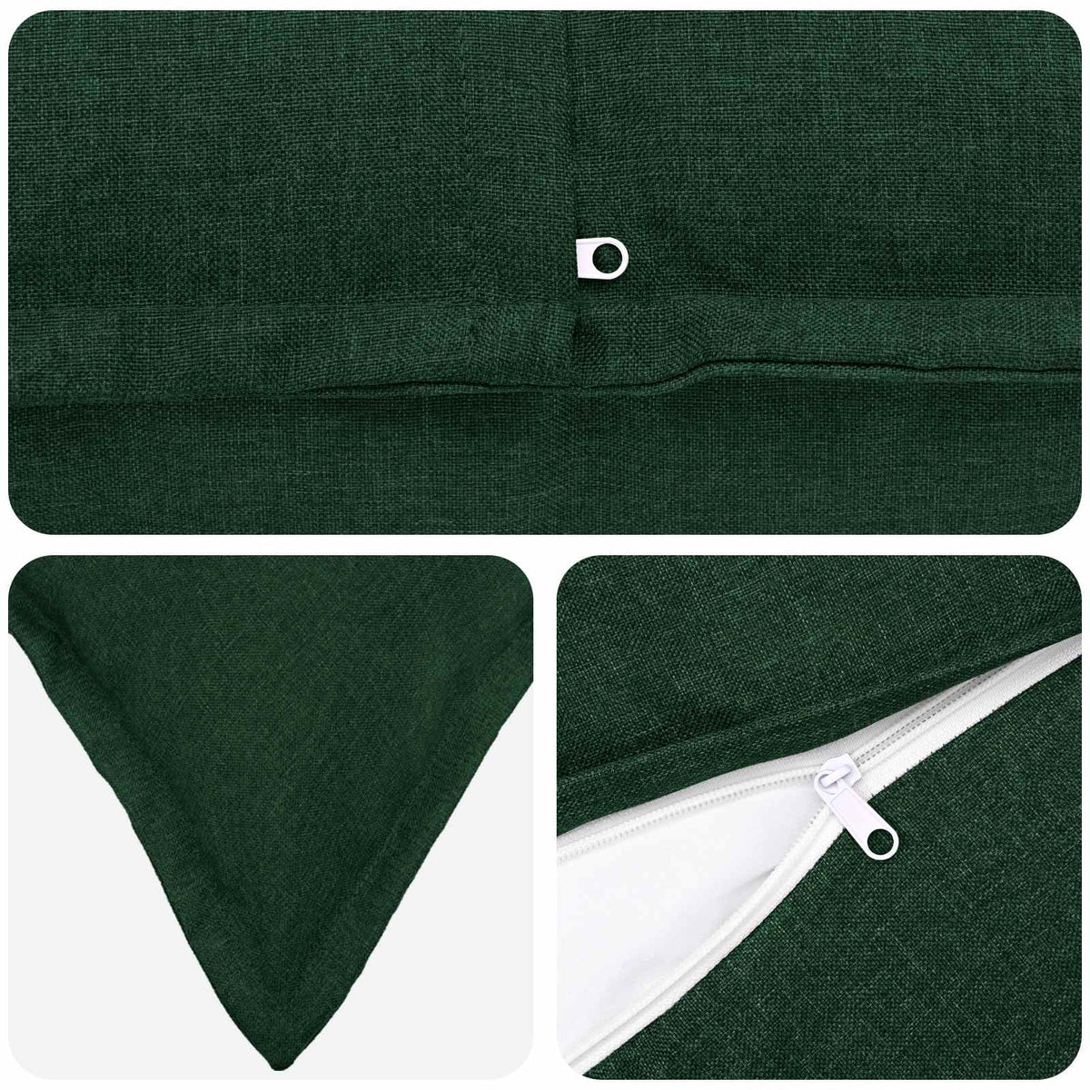 Cushion Cover 12 pcs HOUTEN Dark Green 40 x 80 cm Faux Linen