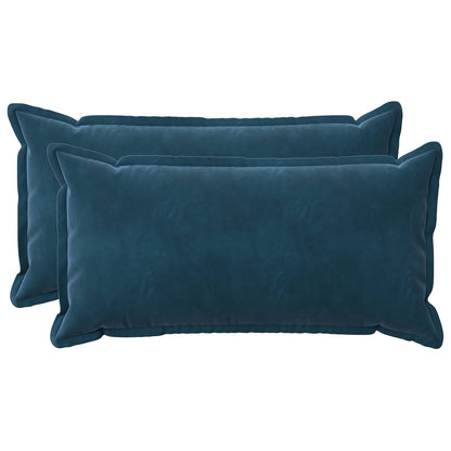 Cushion Cover 2 pcs HOUTEN Blue 40 x 80 cm Velvet