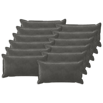 Cushion Cover 12 pcs HOUTEN Dark Grey 40 x 80 cm Velvet