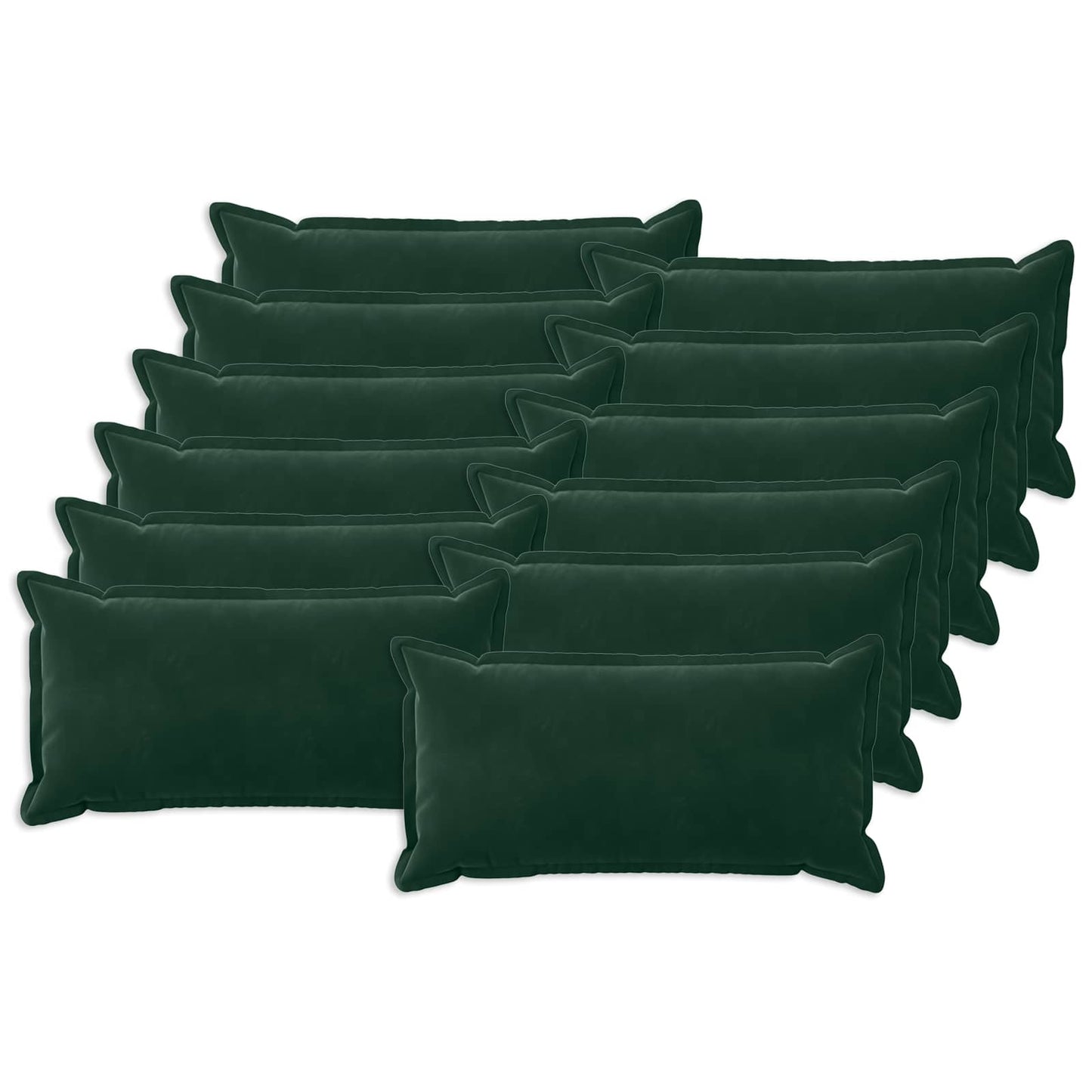 Cushion Cover 12 pcs HOUTEN Dark Green 40 x 80 cm Velvet