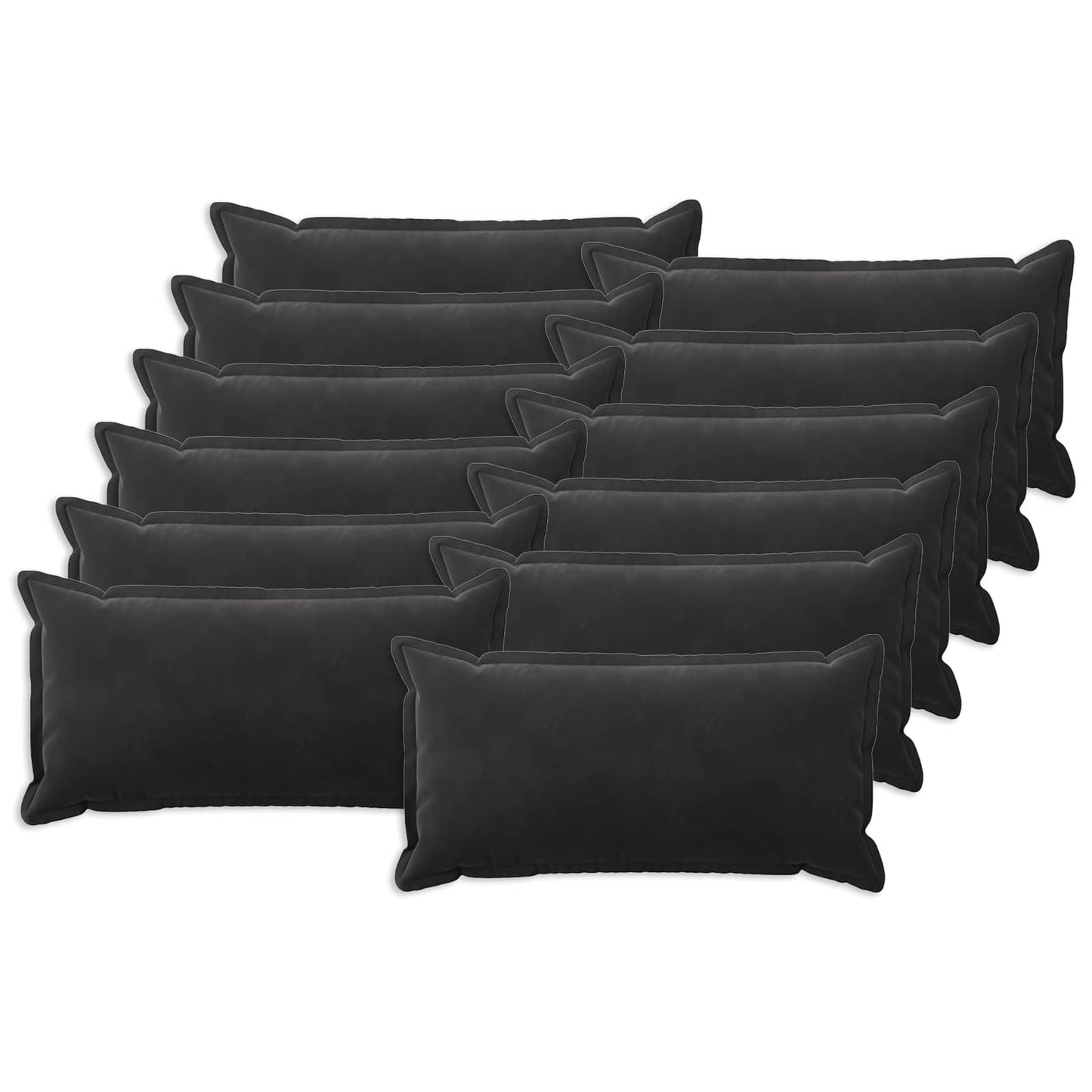 Cushion Cover 12 pcs HOUTEN Black 40 x 80 cm Velvet