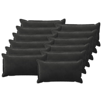 Cushion Cover 12 pcs HOUTEN Black 40 x 80 cm Velvet
