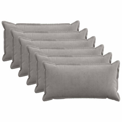 Cushion Cover 6 pcs HOUTEN Light Grey 40 x 80 cm Corduroy
