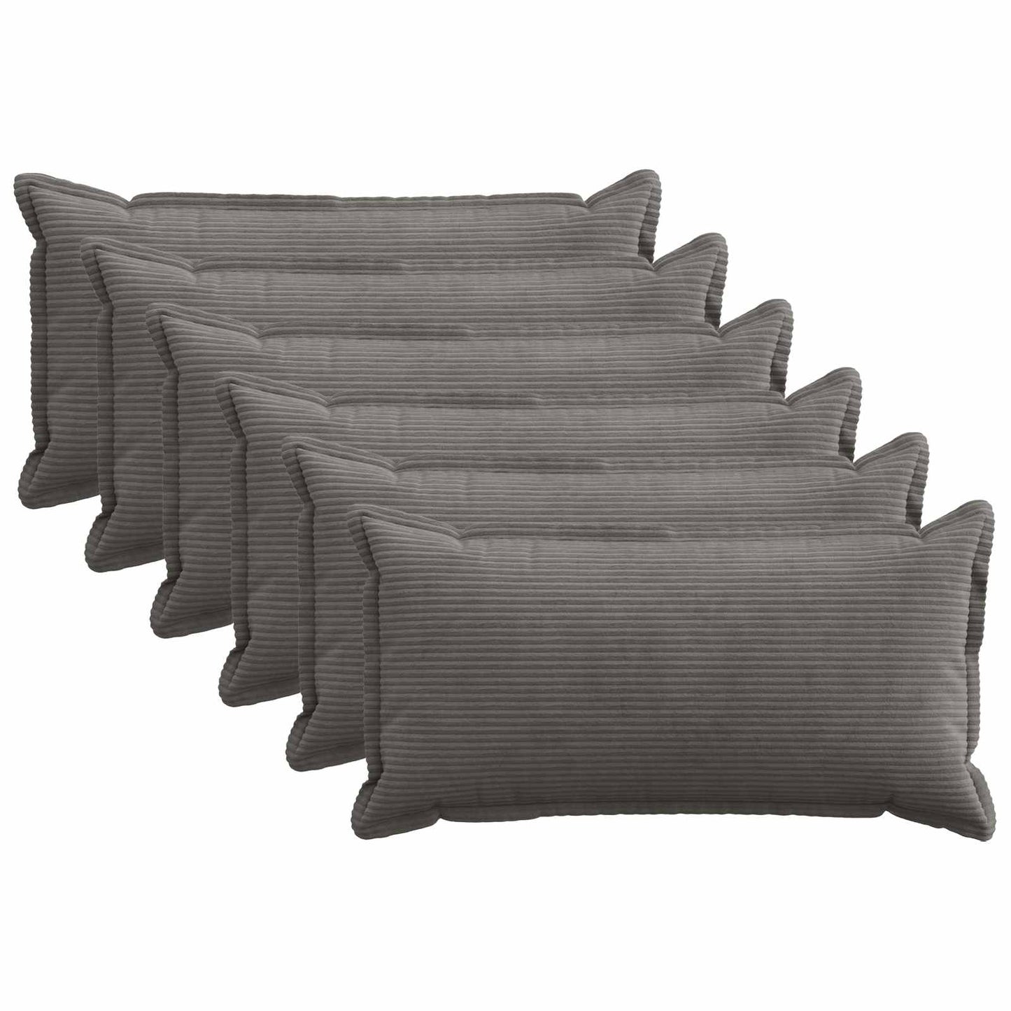 Cushion Cover 6 pcs HOUTEN Dark Grey 40 x 80 cm Corduroy