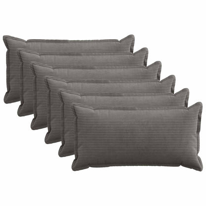Cushion Cover 6 pcs HOUTEN Dark Grey 40 x 80 cm Corduroy