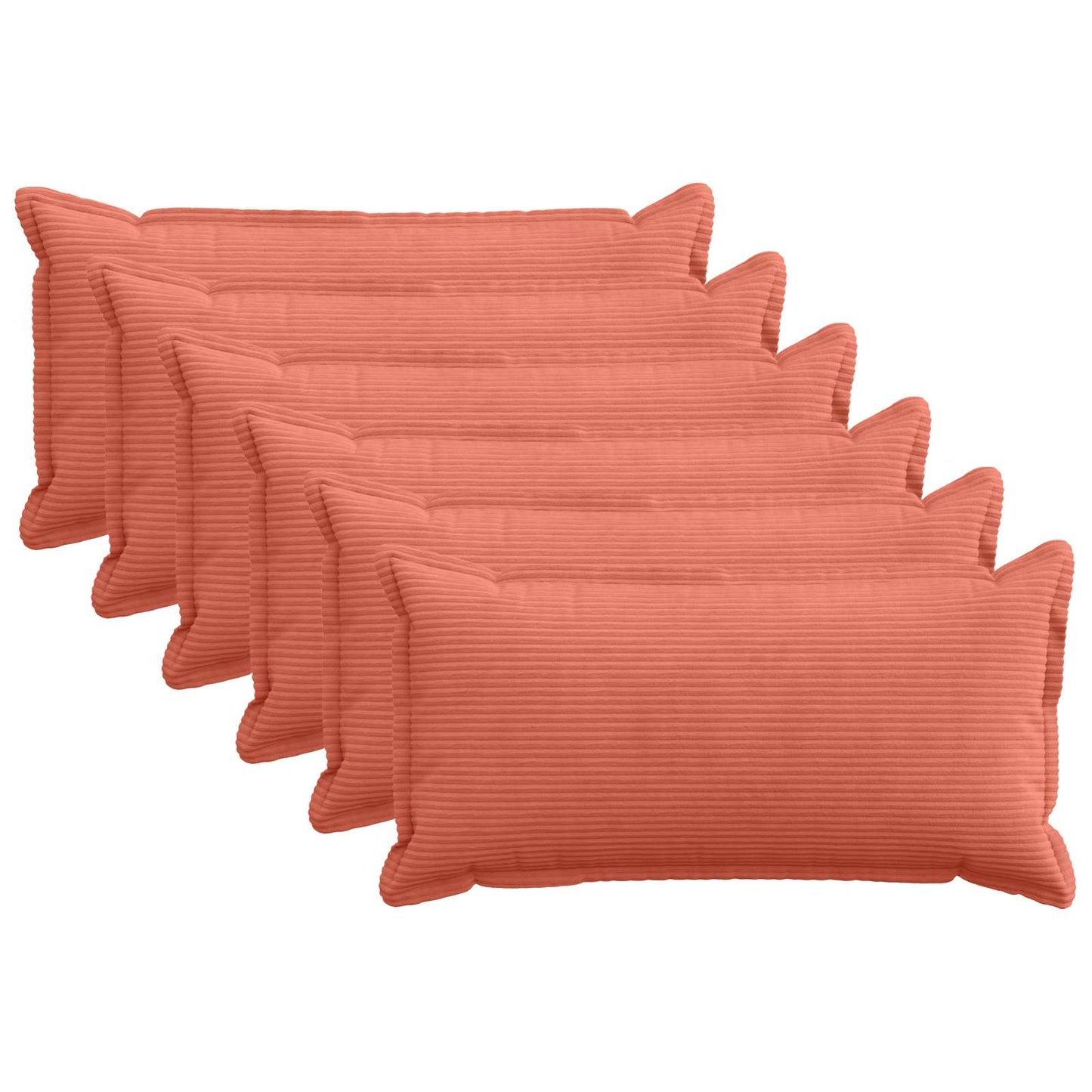 Cushion Cover 6 pcs HOUTEN Red Orange 40 x 80 cm Corduroy
