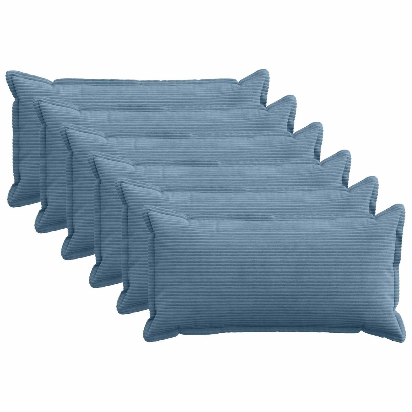 Cushion Cover 6 pcs HOUTEN Blue 40 x 80 cm Corduroy