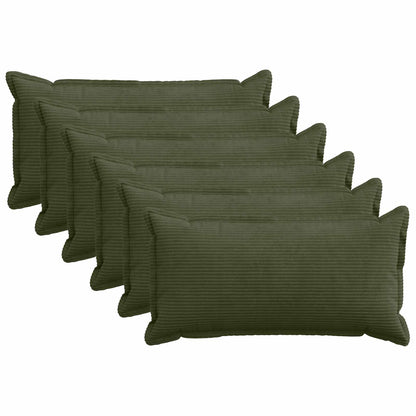 Cushion Cover 6 pcs HOUTEN Green 40 x 80 cm Corduroy