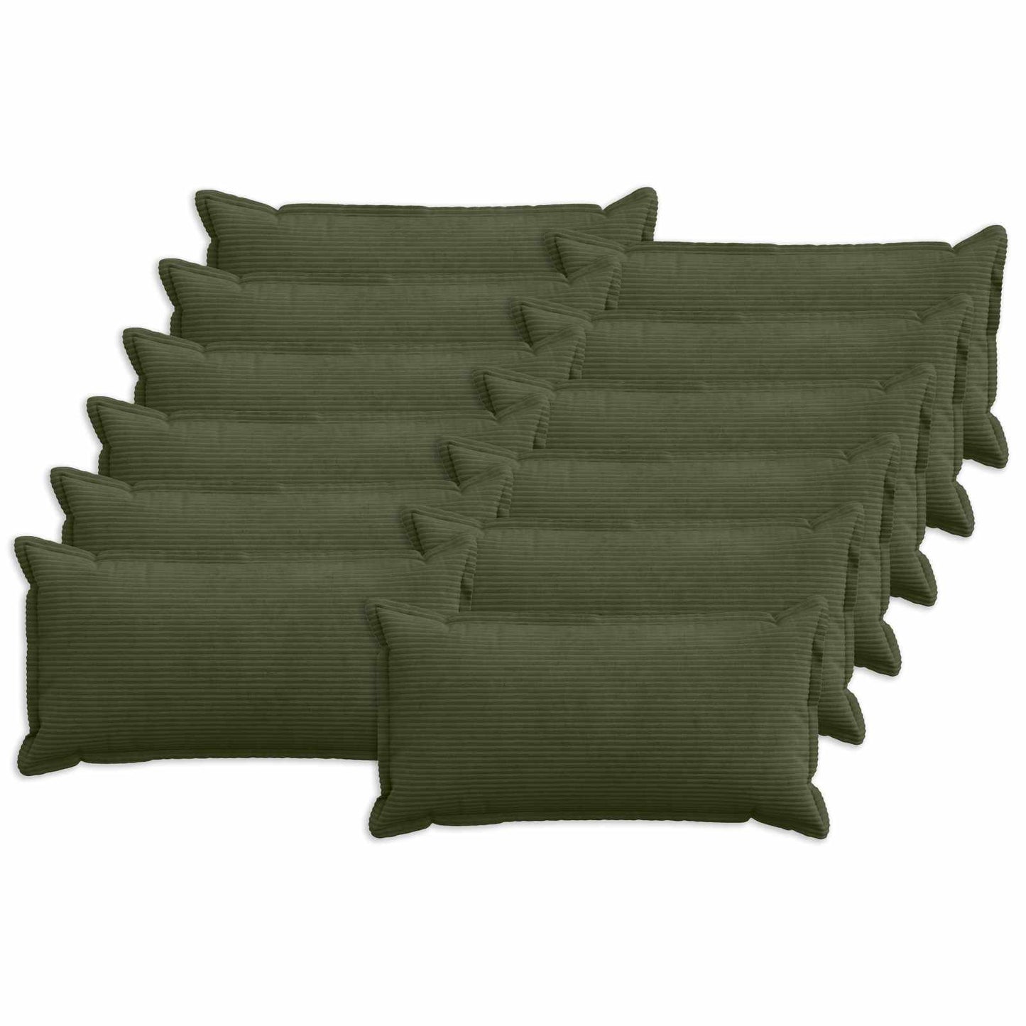 Cushion Cover 12 pcs HOUTEN Green 40 x 80 cm Corduroy