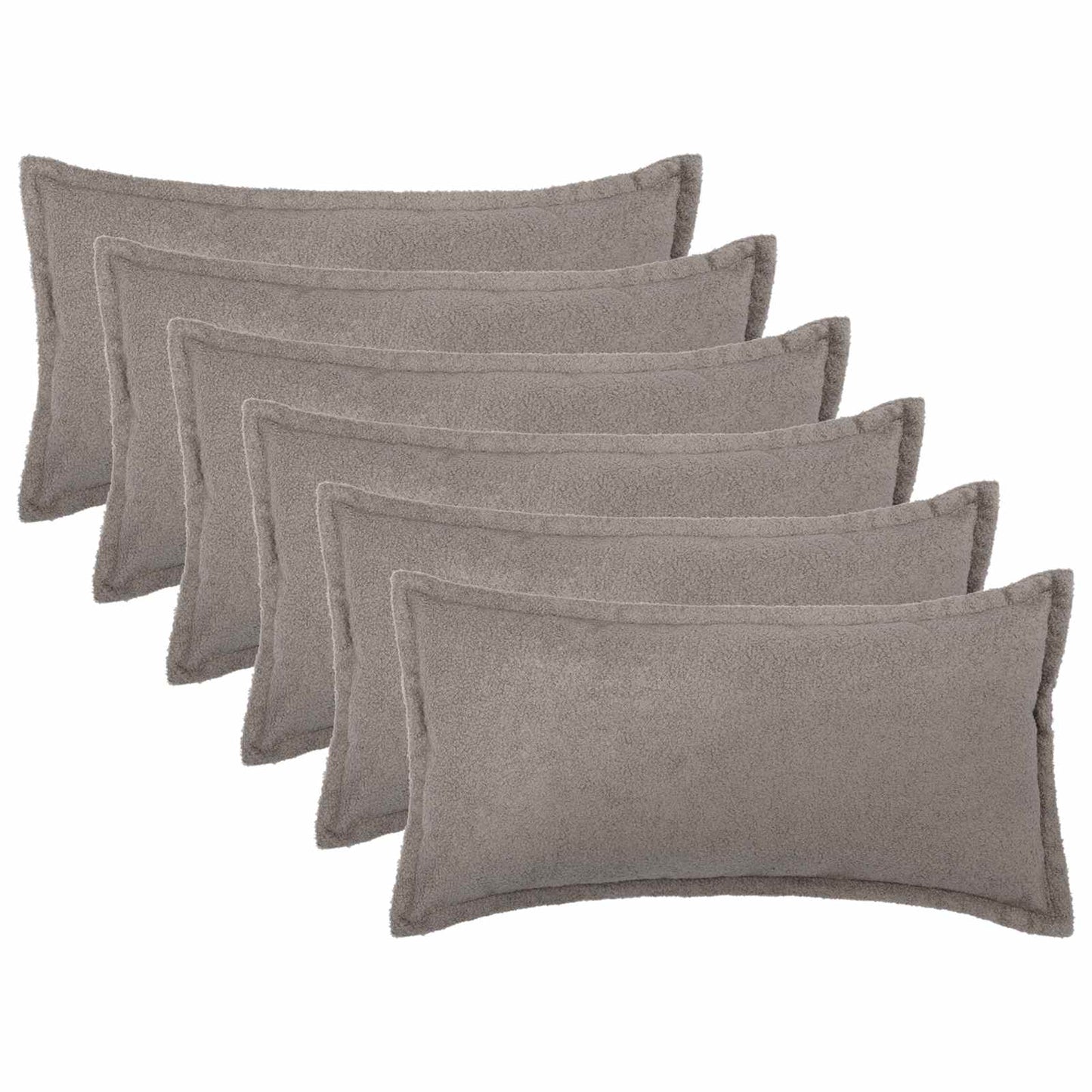 Cushion Cover 6 pcs HOUTEN Light Grey 40 x 80 cm Bouclé