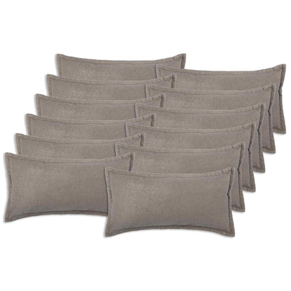 Cushion Cover 12 pcs HOUTEN Light Grey 40 x 80 cm Bouclé