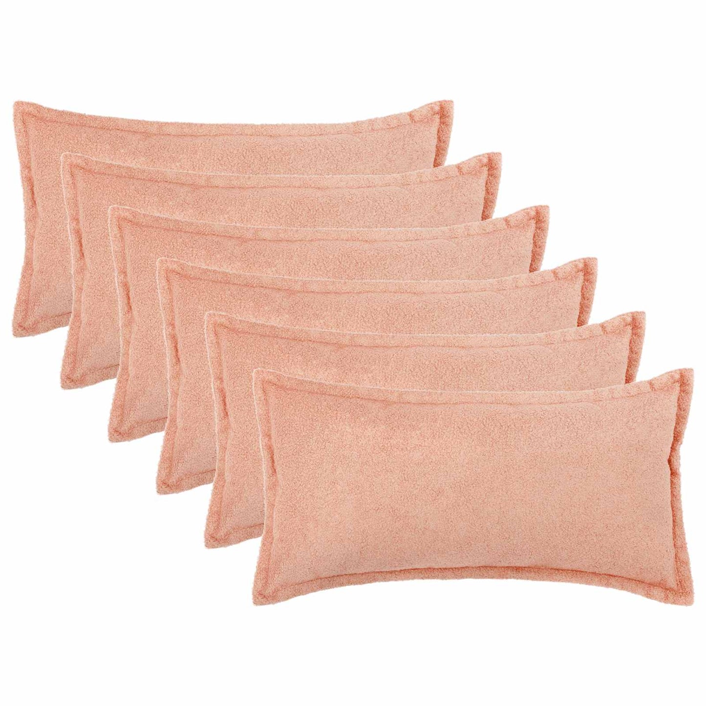 Cushion Cover 6 pcs HOUTEN Pink 40 x 80 cm Bouclé
