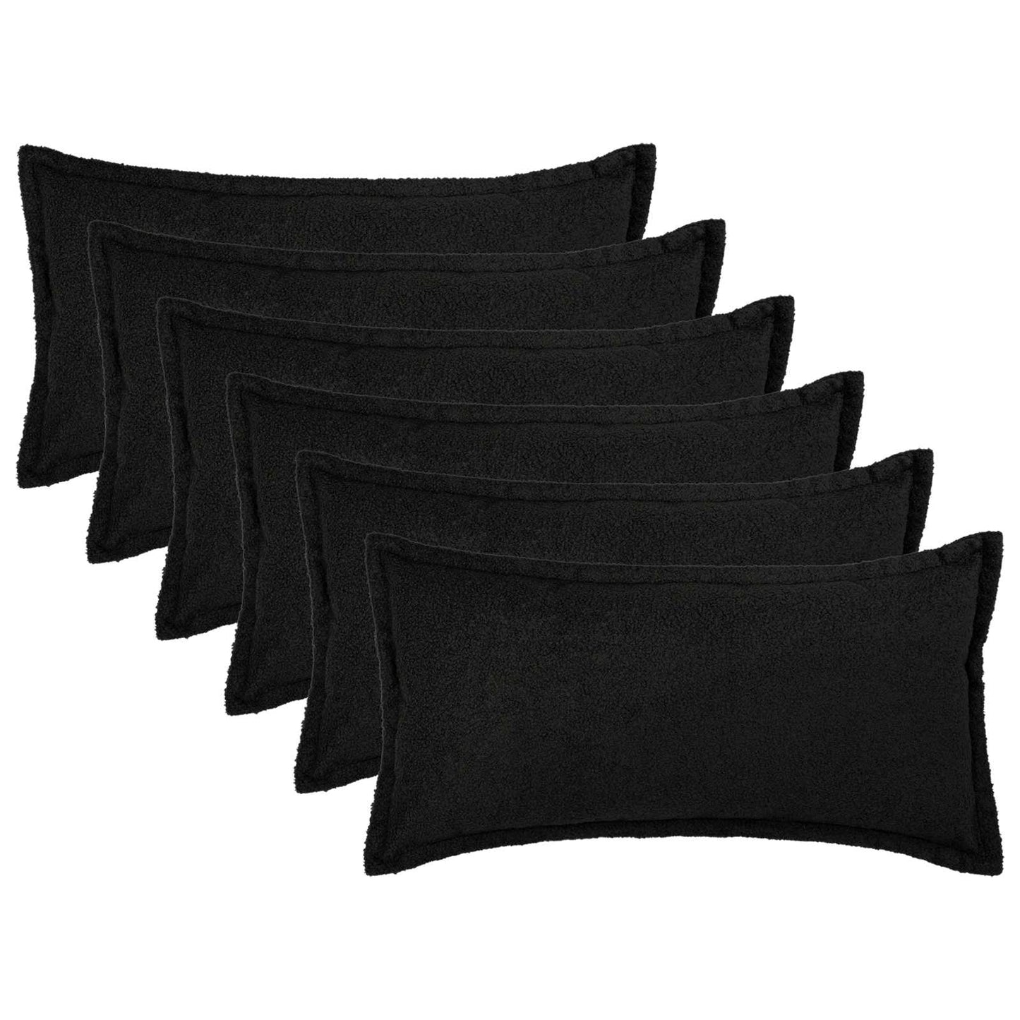 Cushion Cover 6 pcs HOUTEN Black 40 x 80 cm Bouclé