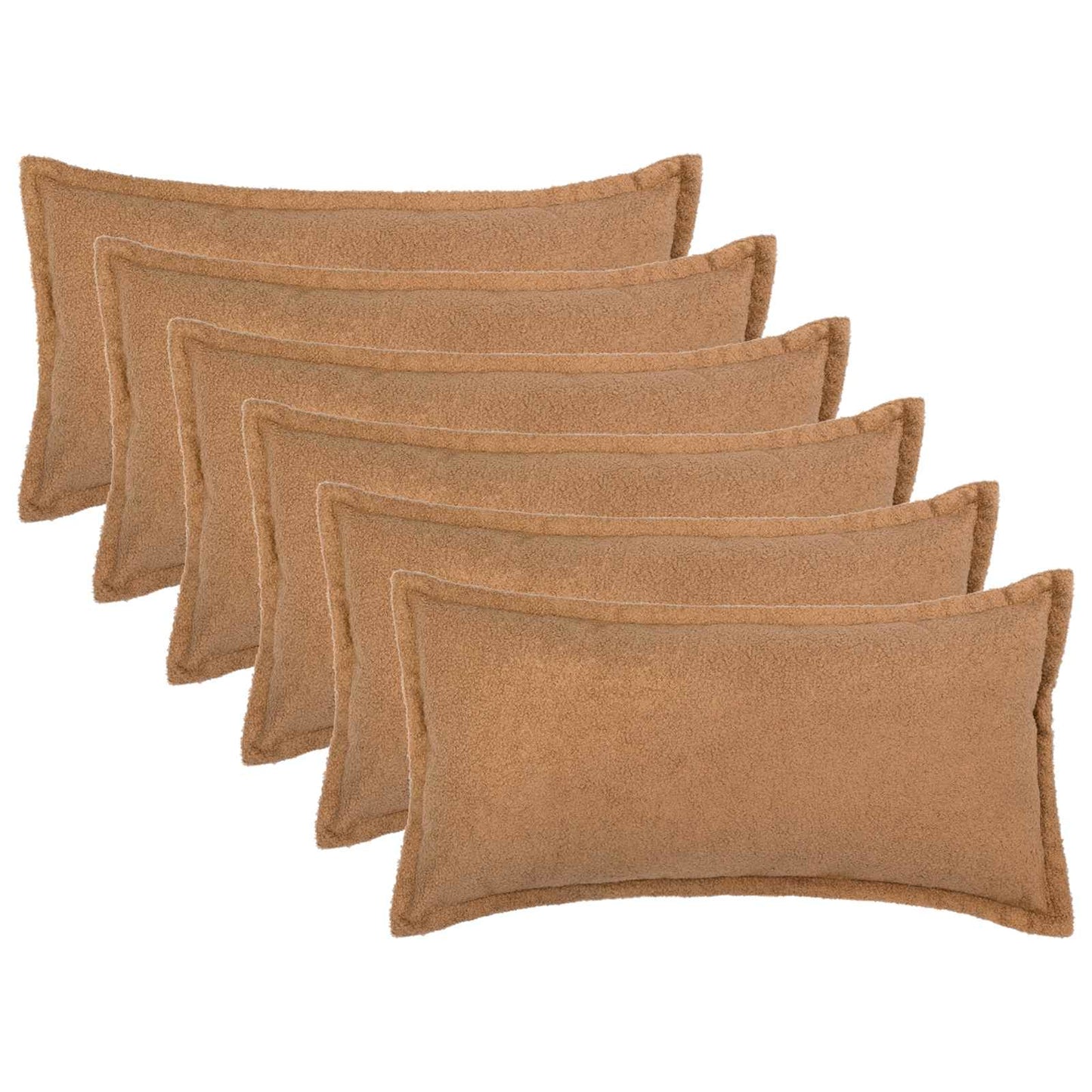 Cushion Cover 6 pcs HOUTEN Beige 40 x 80 cm Bouclé