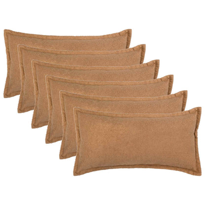 Cushion Cover 6 pcs HOUTEN Beige 40 x 80 cm Bouclé