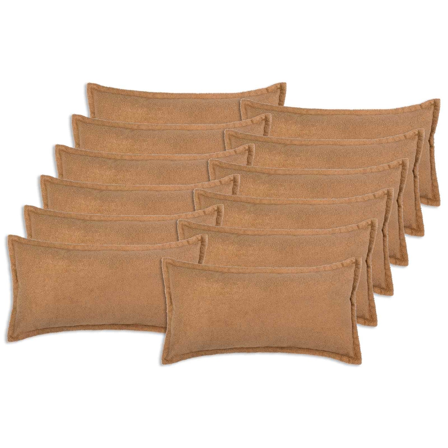 Cushion Cover 12 pcs HOUTEN Beige 40 x 80 cm Bouclé