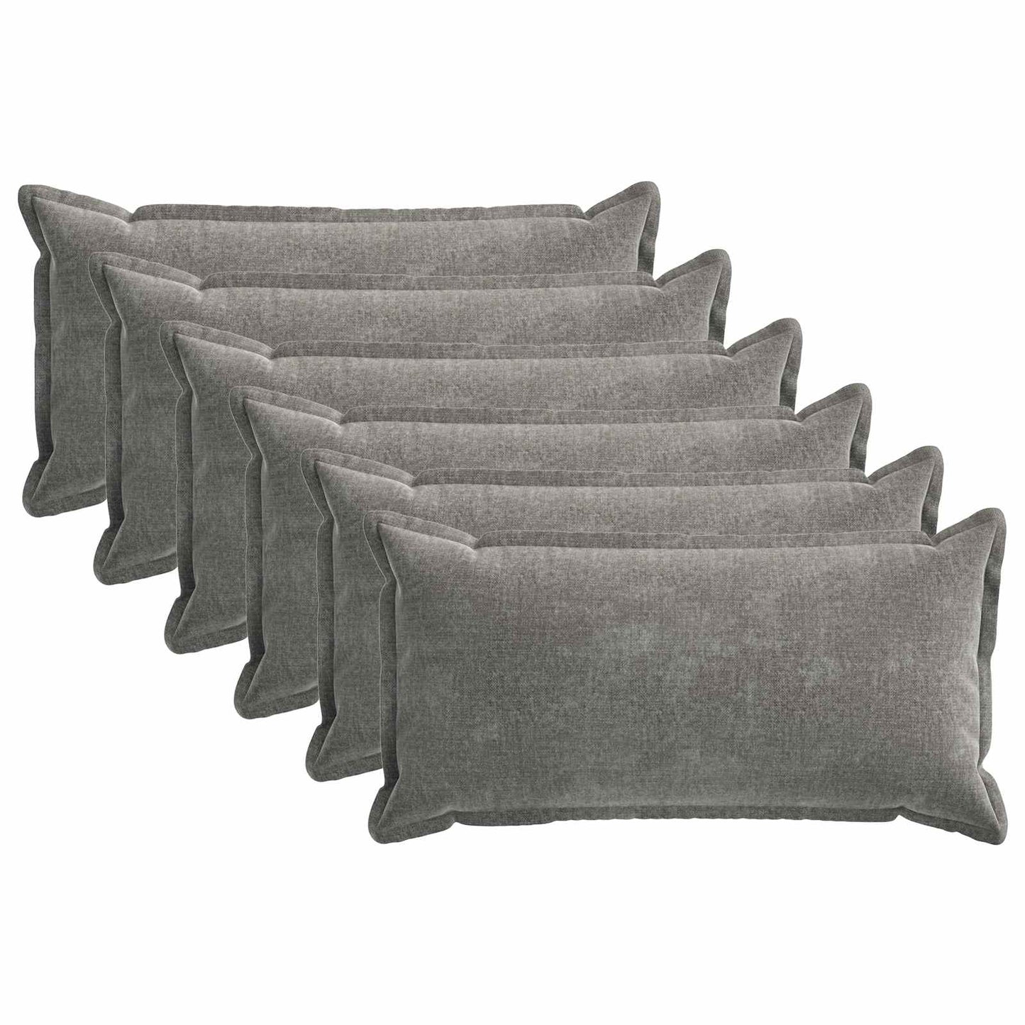 Cushion Cover 6 pcs HOUTEN Dark Grey 40 x 80 cm Chenille Fabric
