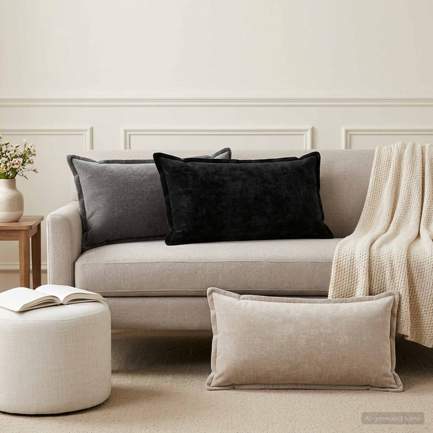 Cushion Cover 6 pcs HOUTEN Light Grey 40 x 80 cm