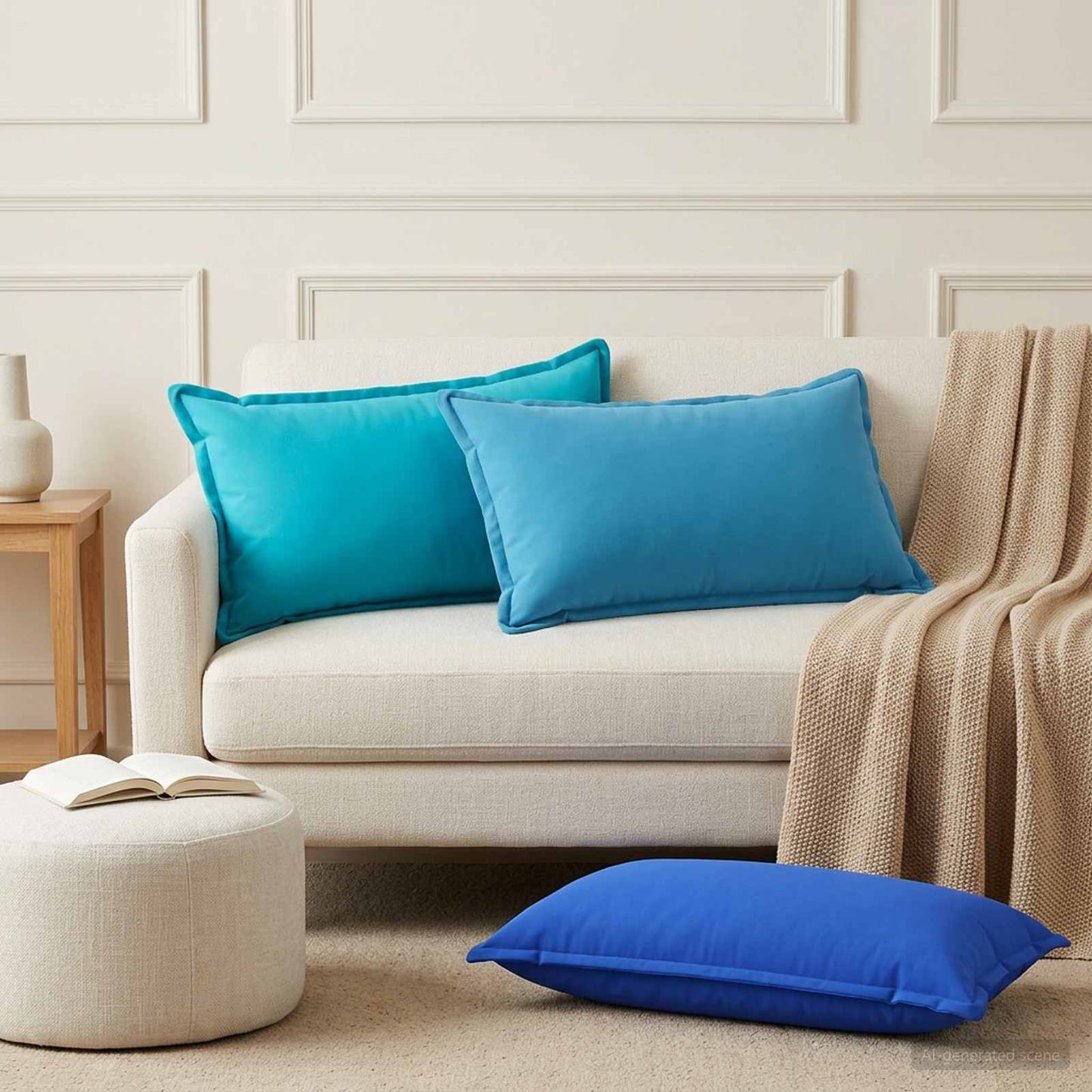 Cushion Cover 6 pcs HOUTEN Royal Blue 40 x 80 cm Polyester