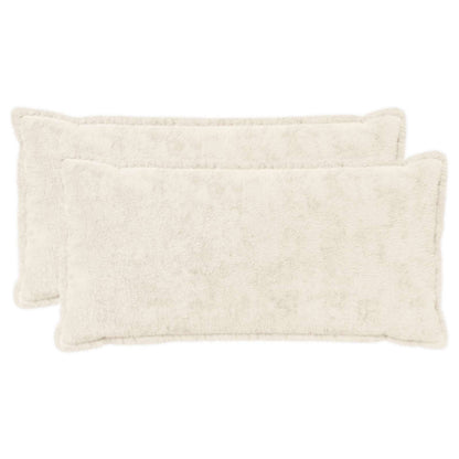 Cushion Cover 2 pcs HOUTEN White 40 x 80 cm Faux Rabbit Fur