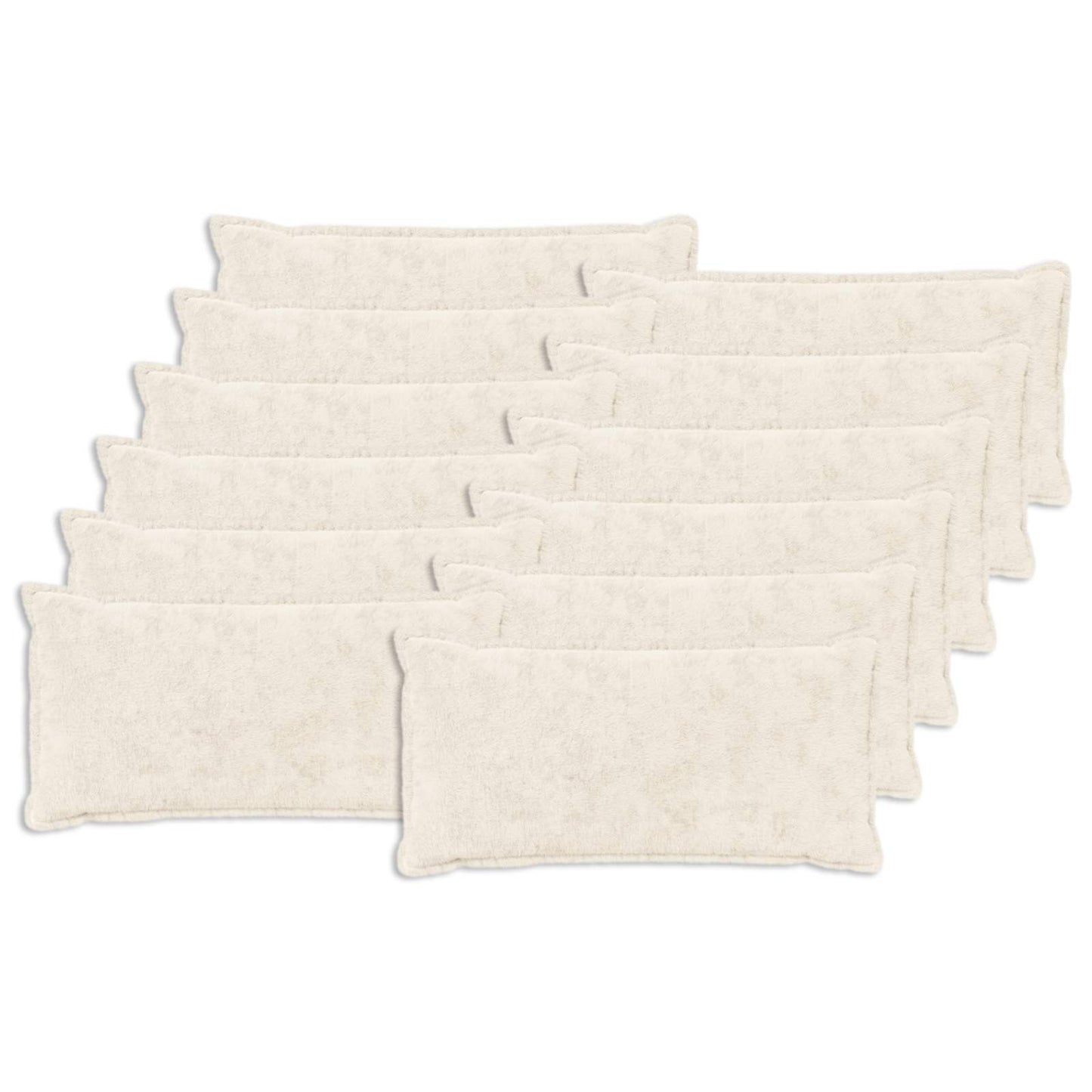 Cushion Cover 12 pcs HOUTEN White 40 x 80 cm Faux Rabbit Fur