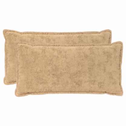 Cushion Cover 2 pcs HOUTEN Cream 40 x 80 cm Faux Rabbit Fur