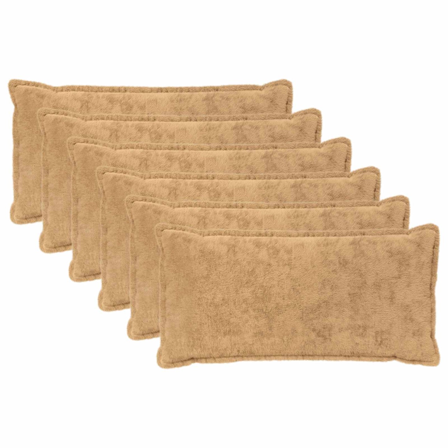 Cushion Cover 6 pcs HOUTEN Taupe 40 x 80 cm Faux Rabbit Fur