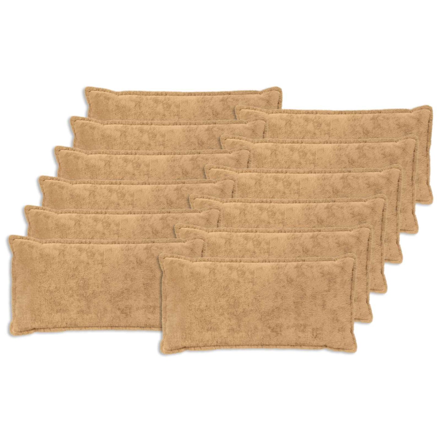 Cushion Cover 12 pcs HOUTEN Taupe 40 x 80 cm Faux Rabbit Fur