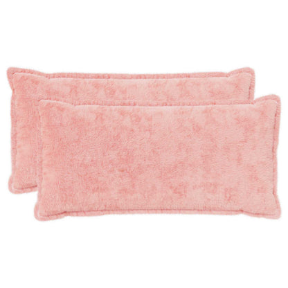 Cushion Cover 2 pcs HOUTEN Pink 40 x 80 cm Faux Rabbit Fur