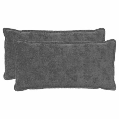 Cushion Cover 2 pcs HOUTEN Dark Grey 40 x 80 cm Faux Rabbit Fur
