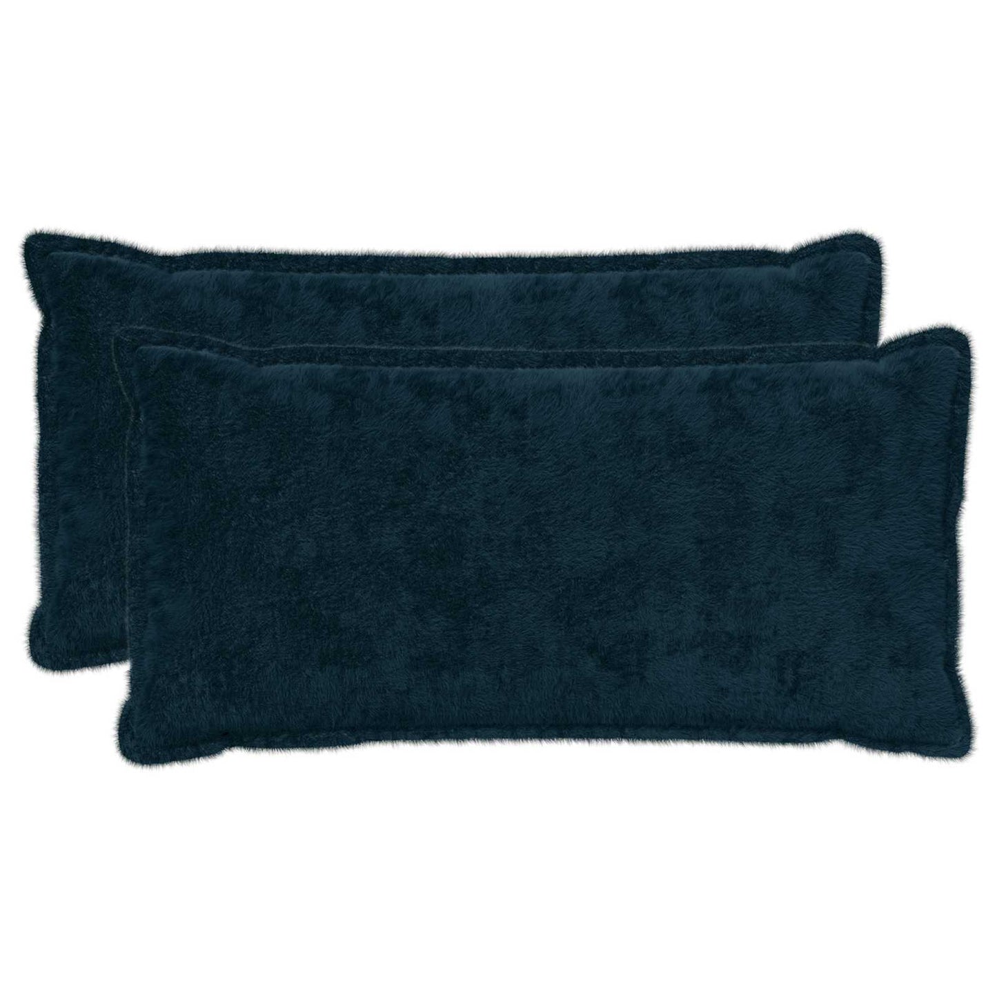 Cushion Cover 2 pcs HOUTEN Navy Blue 40 x 80 cm Faux Rabbit Fur