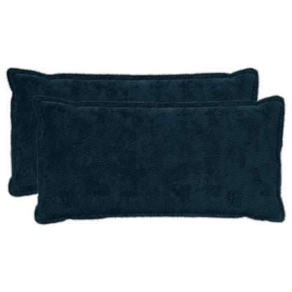 Cushion Cover 2 pcs HOUTEN Navy Blue 40 x 80 cm Faux Rabbit Fur