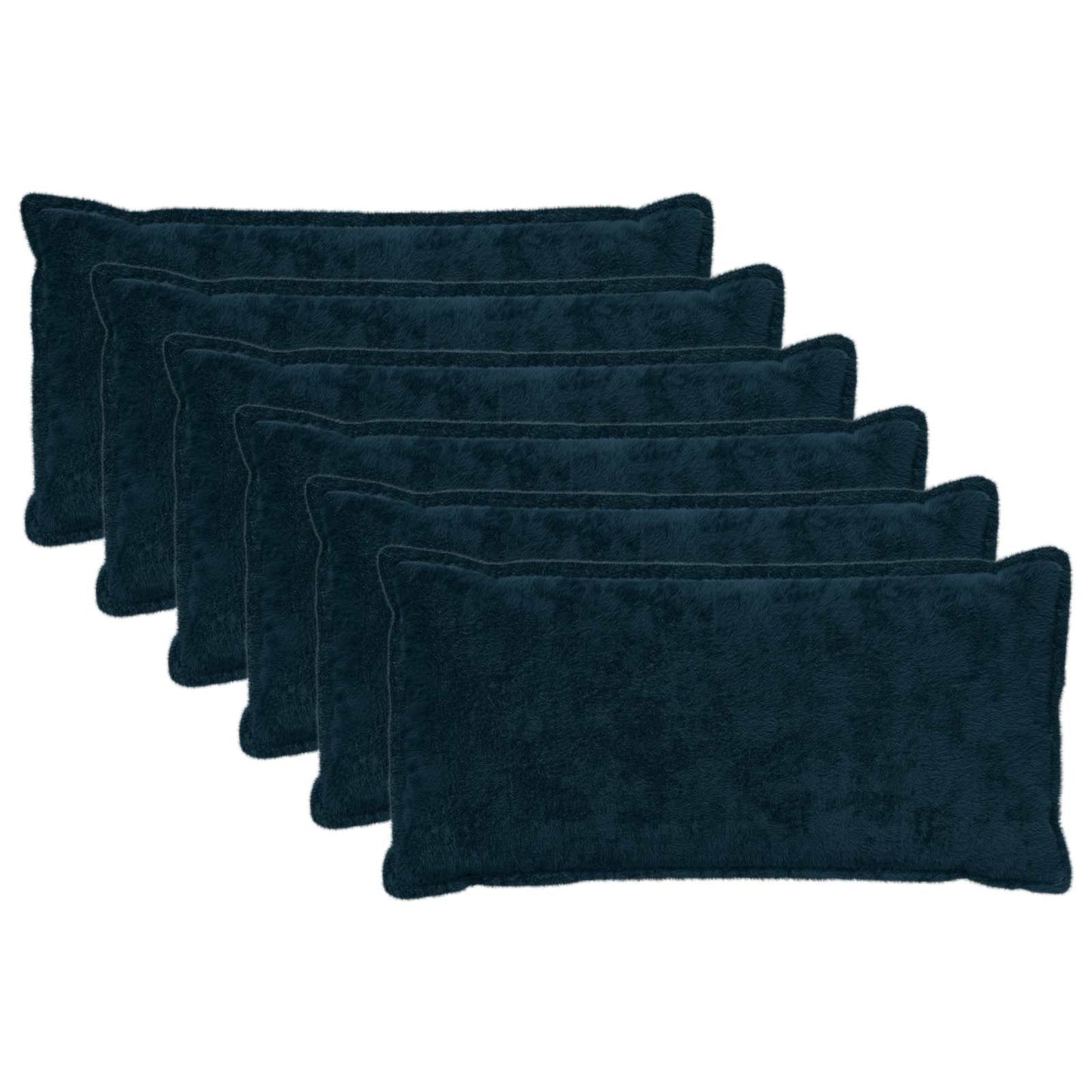Cushion Cover 6 pcs HOUTEN Navy Blue 40 x 80 cm Faux Rabbit Fur