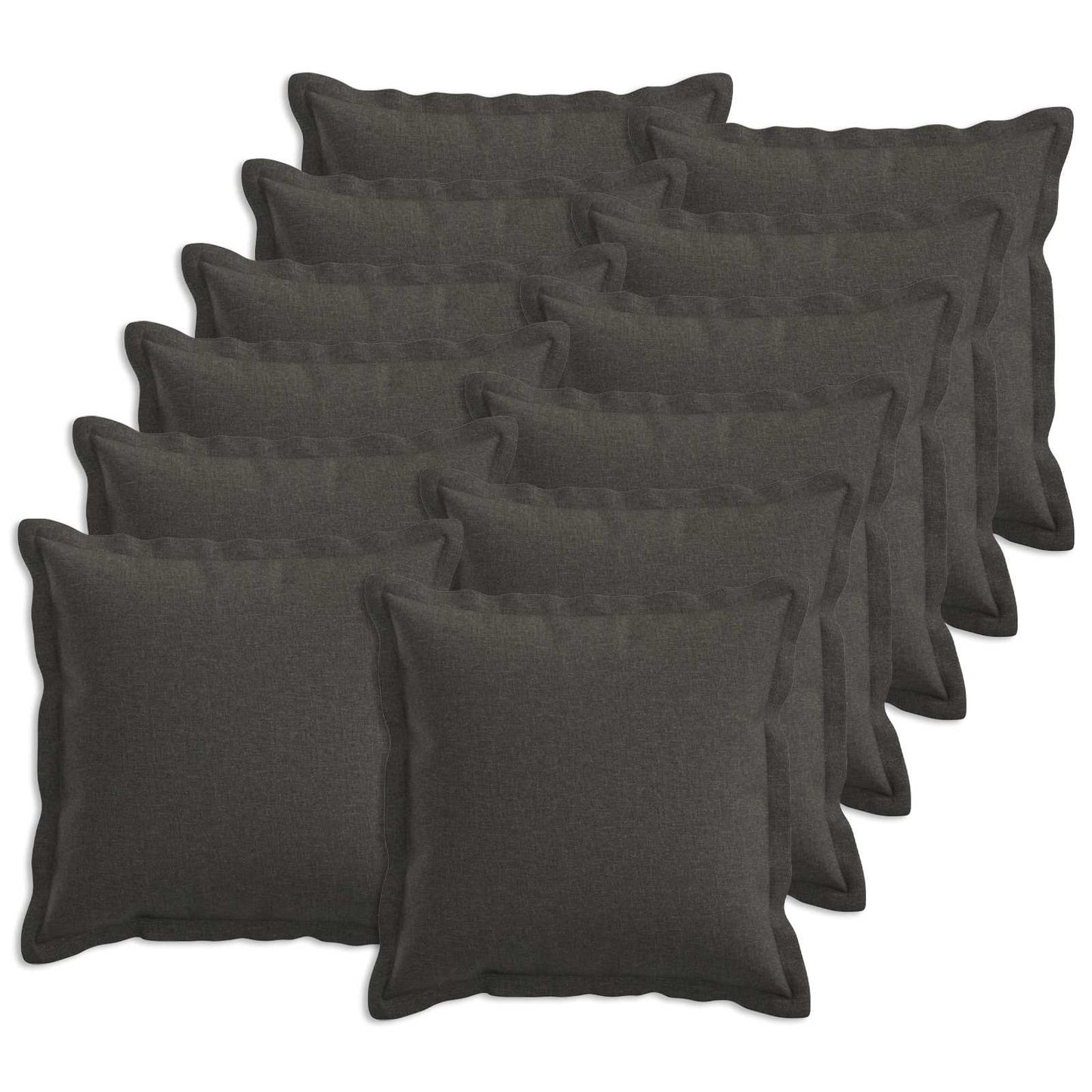 Cushion Cover 12 pcs HOUTEN Dark Grey 45 x 45 cm Faux Linen