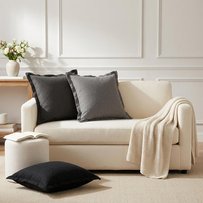 Throw Pillow 12 pcs HOUTEN Light Grey 45 x 45 cm Faux Linen