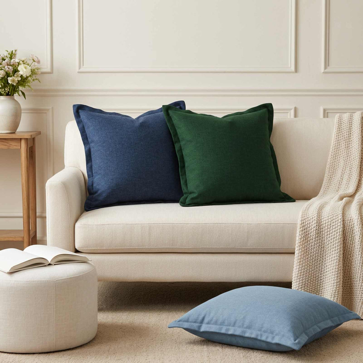 Throw Pillow 6 pcs HOUTEN Jeans Blue 50 x 50 cm Faux Linen