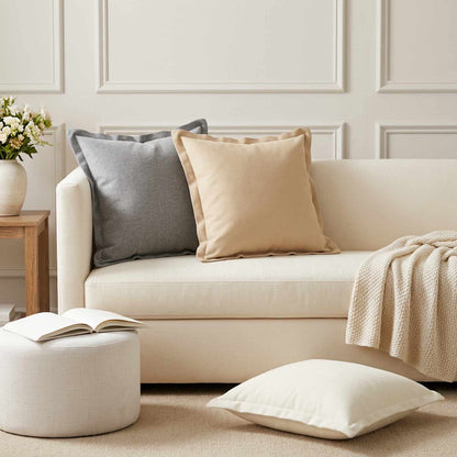 Throw Pillow 12 pcs HOUTEN Cream 45 x 45 cm Faux Linen