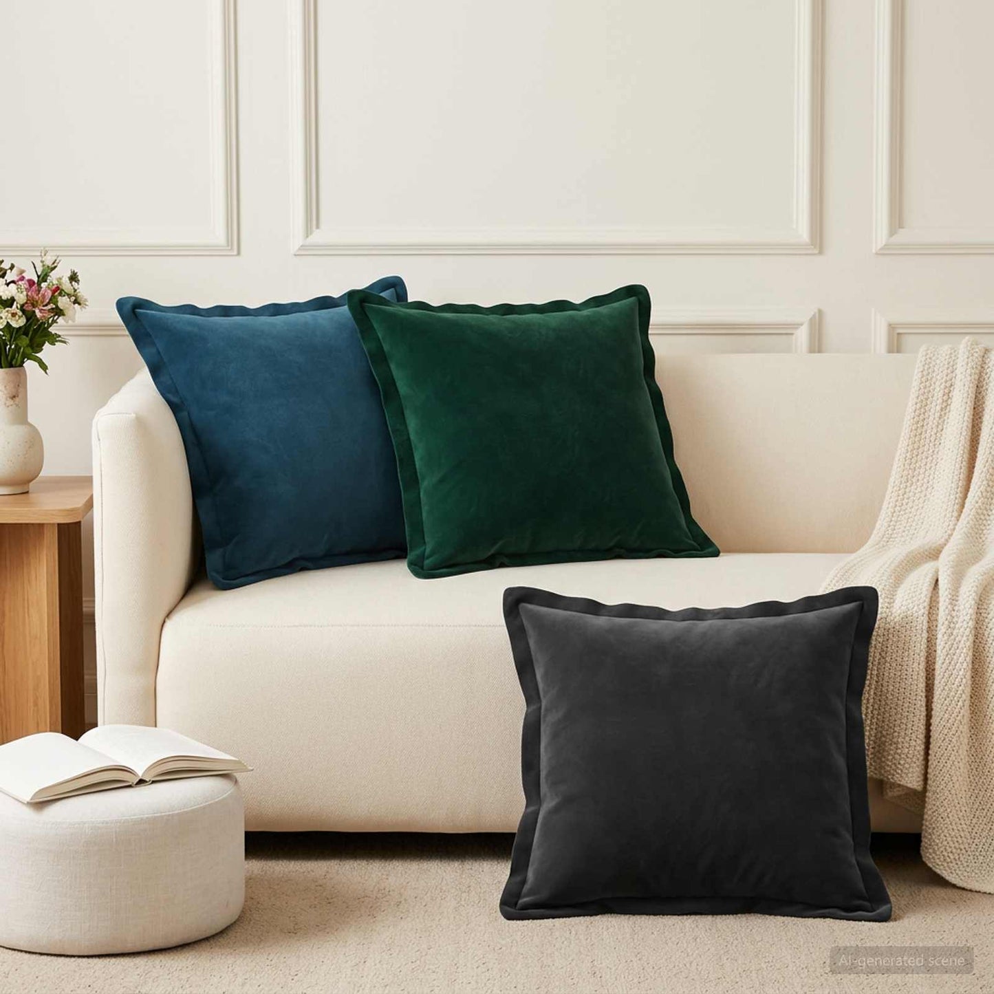 Cushion with Pillow HOUTEN 6 pcs Blue Velvet