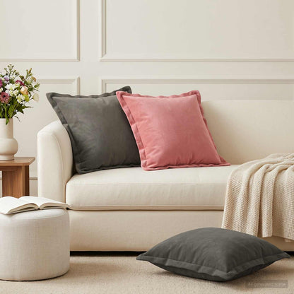 Cushion with Pillow HOUTEN 12 pcs Light Grey Velvet