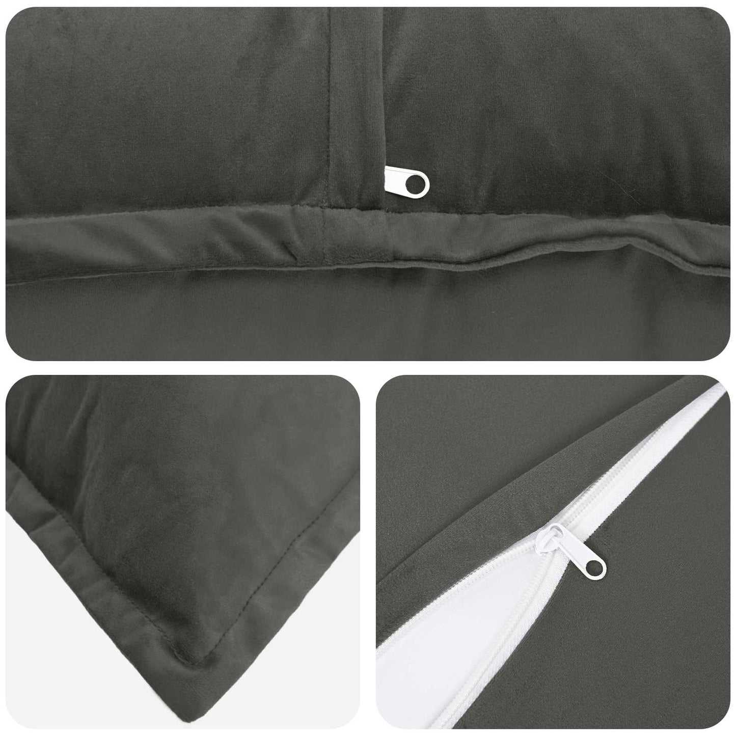Cushion Cover 12 pcs HOUTEN Dark Grey 45 x 45 cm Velvet