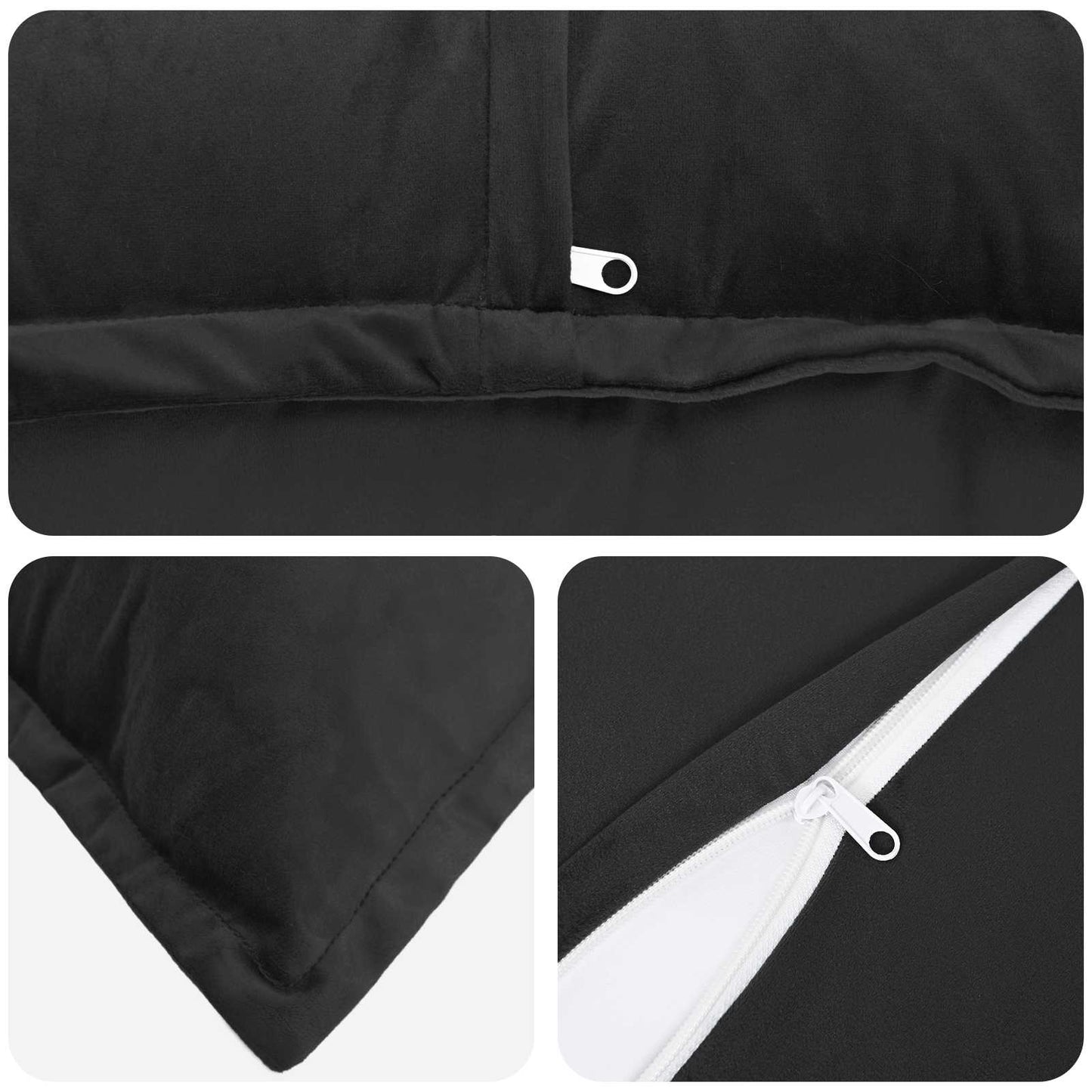 Cushion Cover 6 pcs HOUTEN Black 45 x 45 cm Velvet