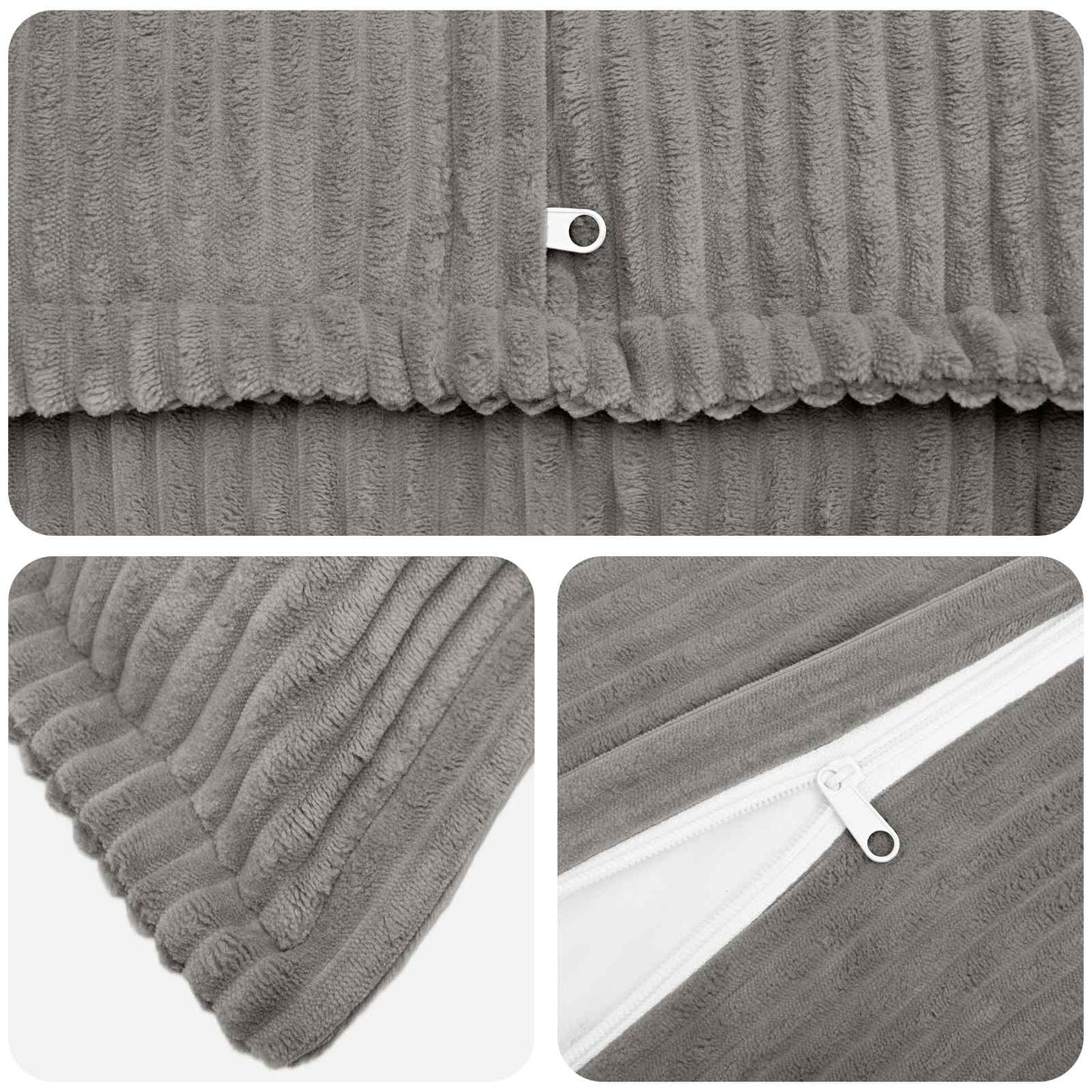 Cushion Cover 6 pcs HOUTEN Light Grey 45 x 45 cm Corduroy