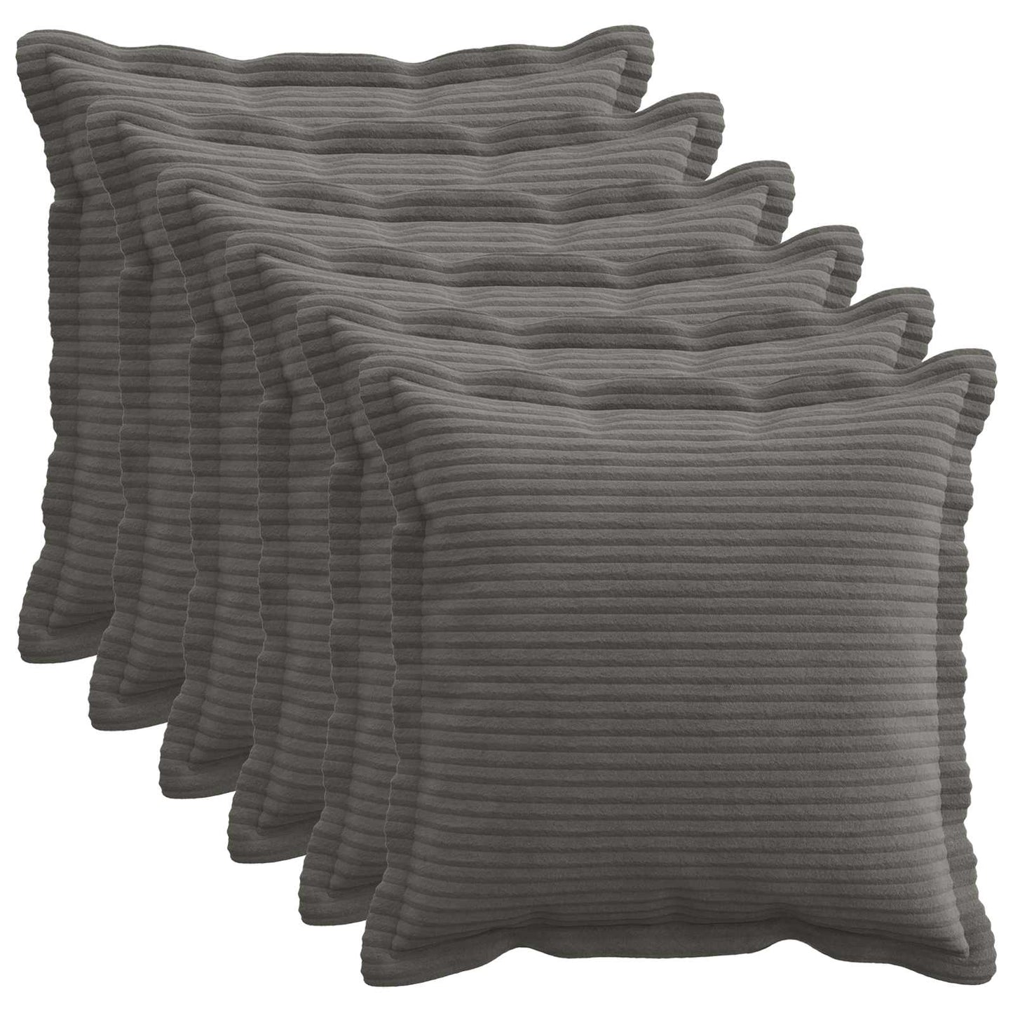 Cushion Cover 6 pcs HOUTEN Dark Grey 45 x 45 cm Corduroy