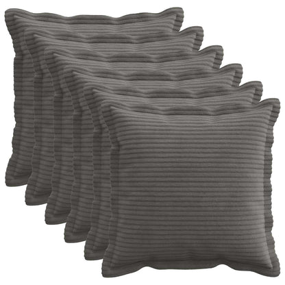 Cushion Cover 6 pcs HOUTEN Dark Grey 45 x 45 cm Corduroy