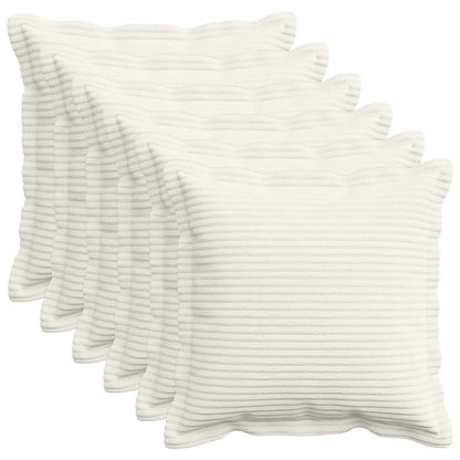 Cushion Cover 6 pcs HOUTEN Cream 45 x 45 cm Corduroy