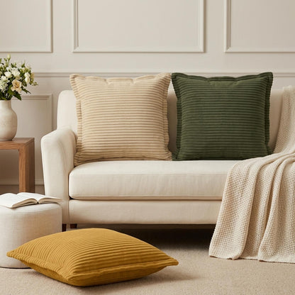 Cushion Cover 12 pcs HOUTEN Green 45 x 45 cm Corduroy