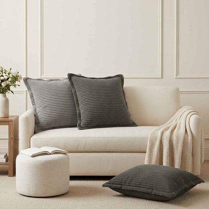 Cushion Cover 12 pcs HOUTEN Light Grey 45 x 45 cm Corduroy